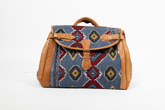 Sac Aroa en cuir et chenille tissée