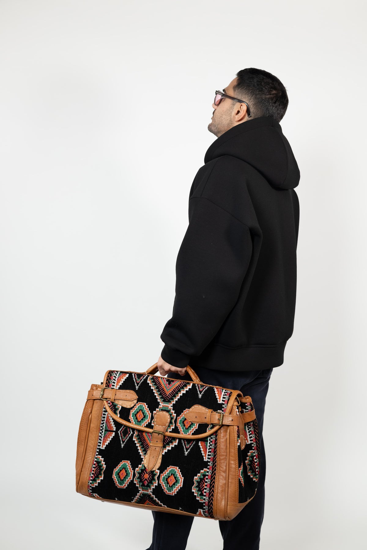 Sac Luma en cuir et chenille tissée