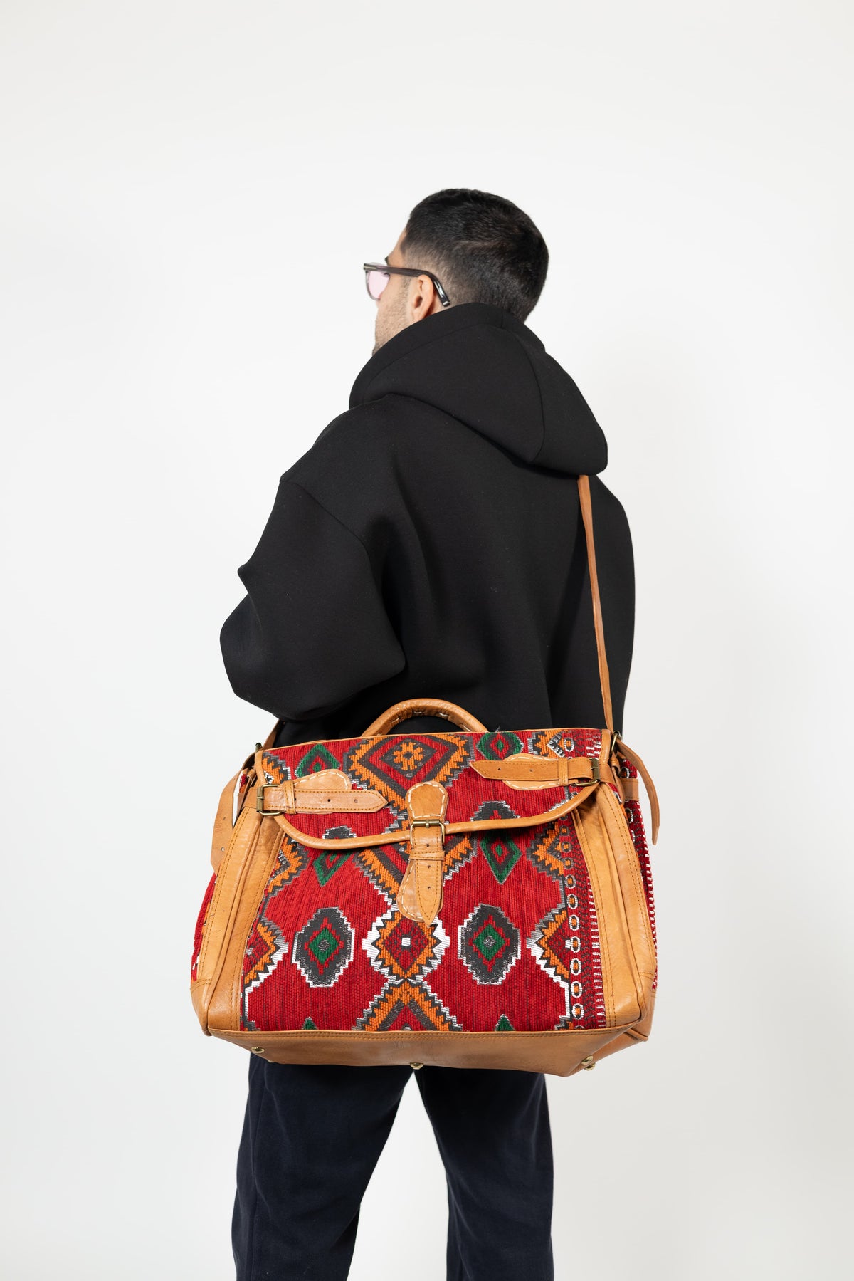Sac Mira en cuir et chenille tissée