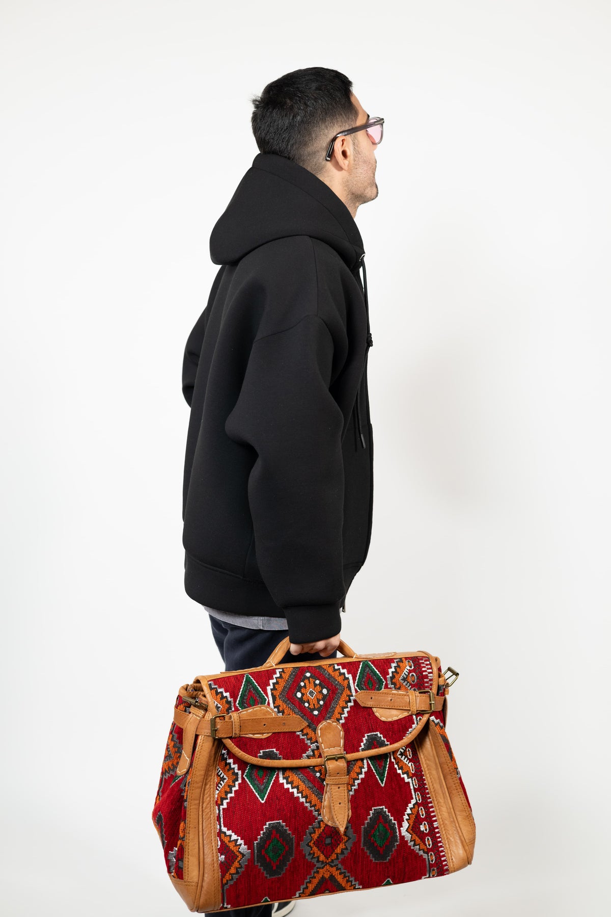 Sac Mira en cuir et chenille tissée