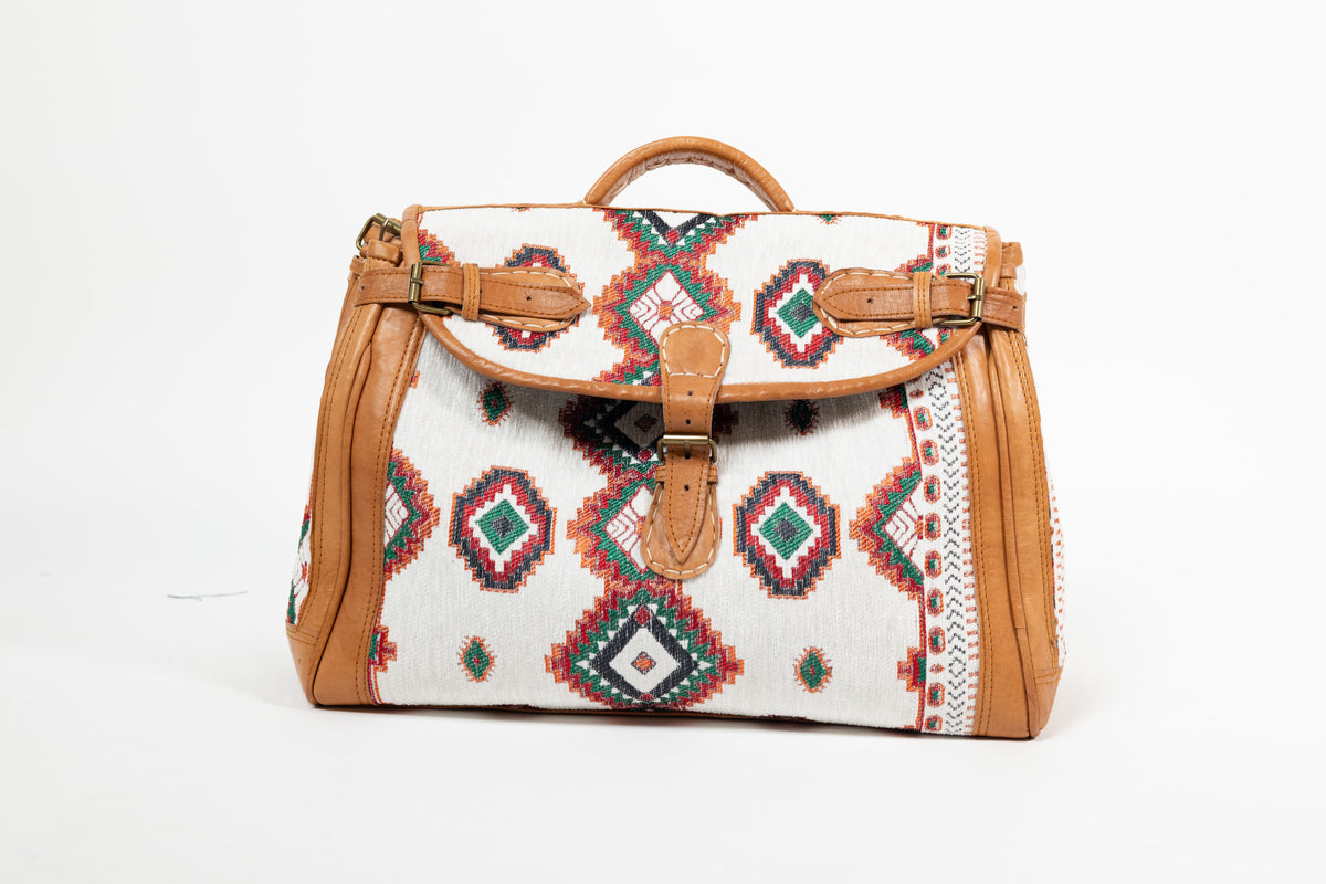 Sac Naya en cuir et chenille tissée