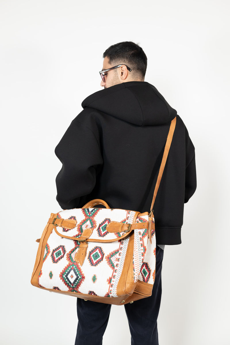 Sac Naya en cuir et chenille tissée