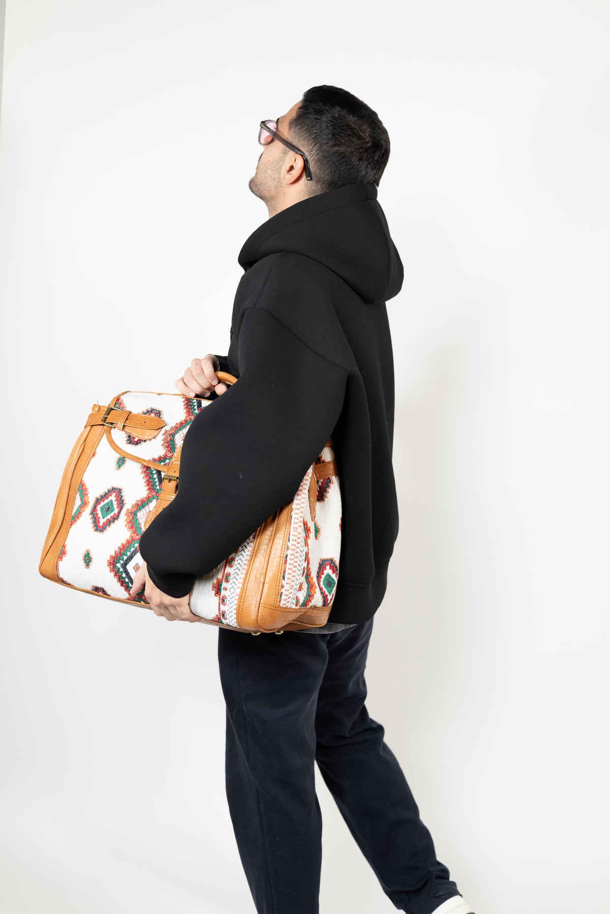 Sac Naya en cuir et chenille tissée