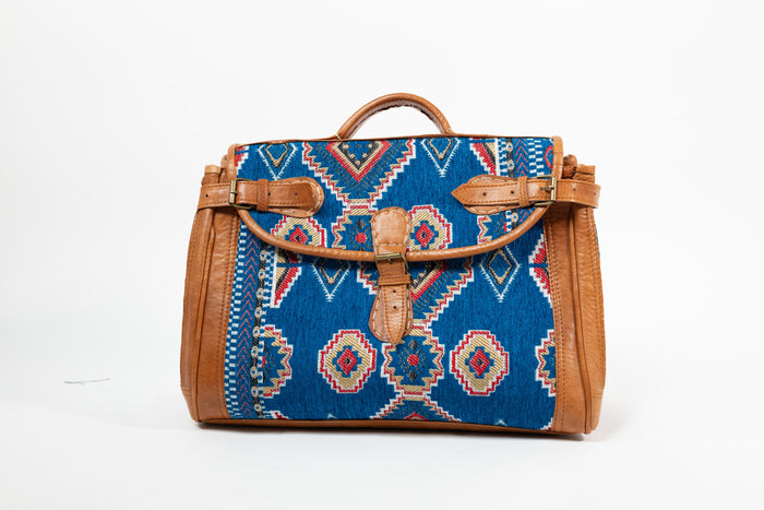 Sac Zelma en cuir et chenille tissée