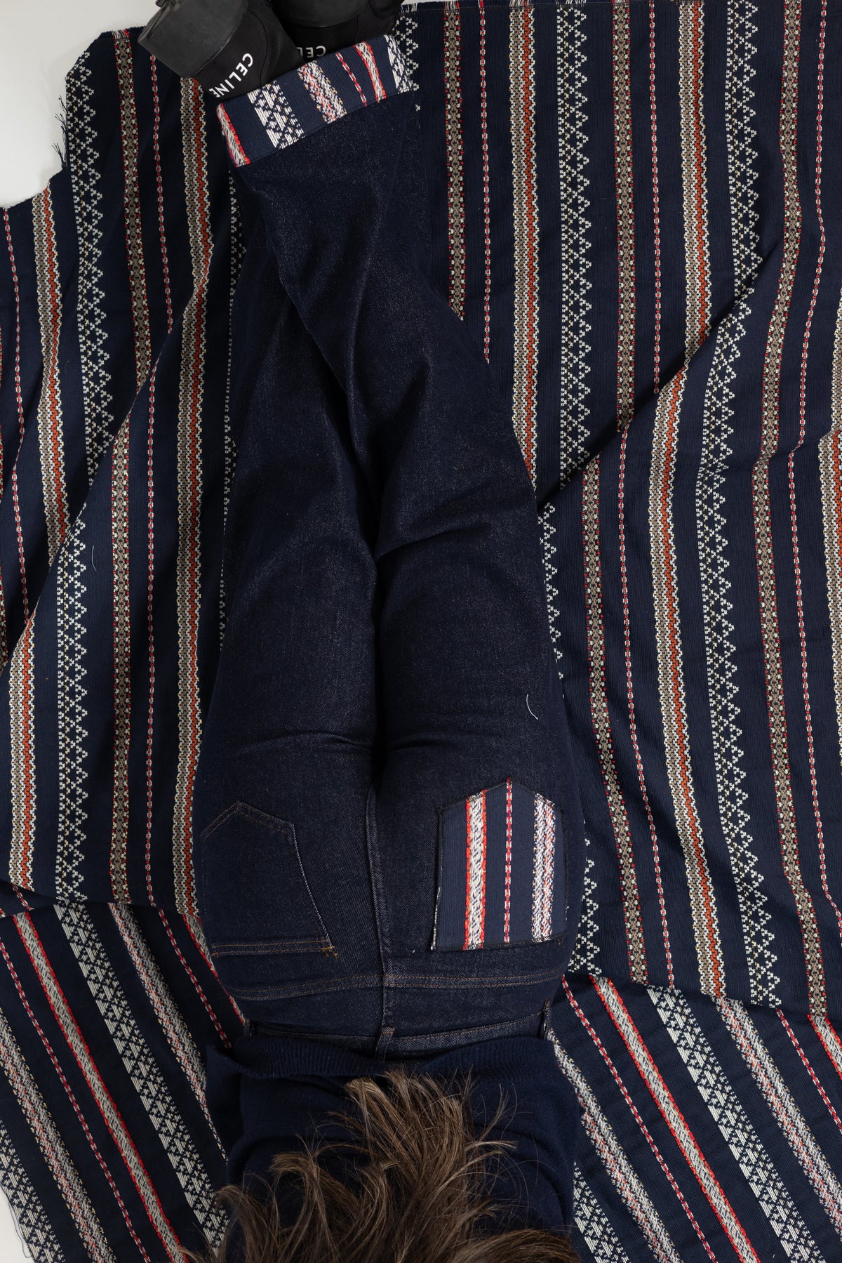 Jean Lina en denim et chenille